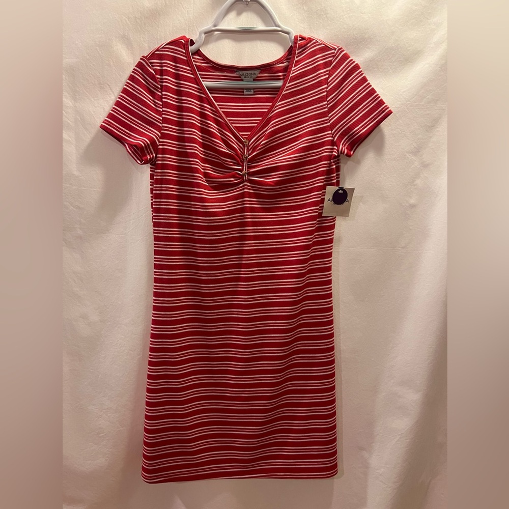 Arizona Jean Co. Red and white striped dress size Large NWT